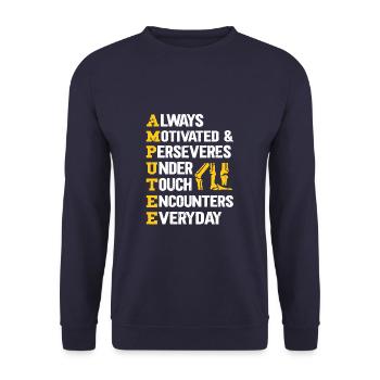 Leg Amputee Saying Funny Leg Prosthetic Surgery - Unisex Pullover - Navy - Vorne - Alina (178cm) & Michal (187cm)