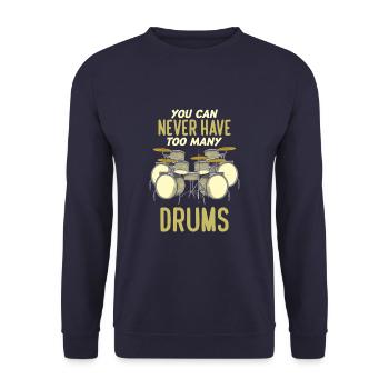 You Can Never Have Too Many Drums Funny Drummer - Unisex Pullover - Navy - Vorne - Alina (178cm) & Michal (187cm)