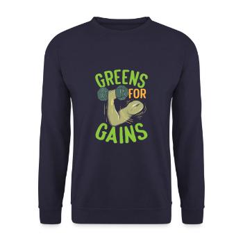 Greens For Gains Vegetarian Vegan Fitness - Unisex Pullover - Navy - Vorne - Alina (178cm) & Michal (187cm)