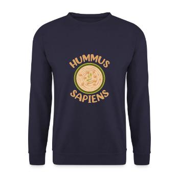 Houmous Sapiens Drôle Végétalien Végétarien Véganisme - Sweat-shirt Unisexe - marine - Devant - Alina (178cm) & Michal (187cm)