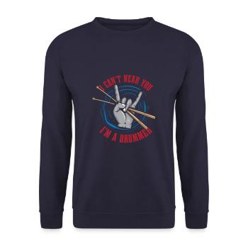 Je ne peux pas t’entendre, je suis un batteur drôle de batterie - Sweat-shirt Unisexe - marine - Devant - Alina (178cm) & Michal (187cm)