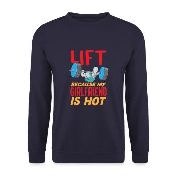 Je soulève parce que ma petite amie est chaude drôle - Sweat-shirt Unisexe - marine - Devant - Alina (178cm) & Michal (187cm)