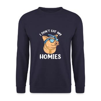 Je ne mange pas mes homies végétalien végétarien amour animal - Sweat-shirt Unisexe - marine - Devant - Alina (178cm) & Michal (187cm)