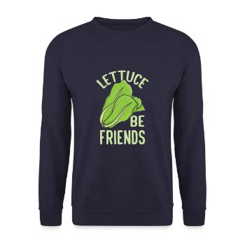 Lettuce Be Friends Funny Vegan Vegetarian Green - Unisex Pullover - Navy - Vorne - Alina (178cm) & Michal (187cm)