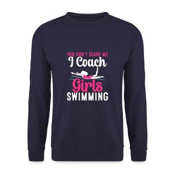 I Coach Filles Natation Drôle Entraîneur de Natation Entraîneur - Sweat-shirt Unisexe - marine - Devant - Alina (178cm) & Michal (187cm)