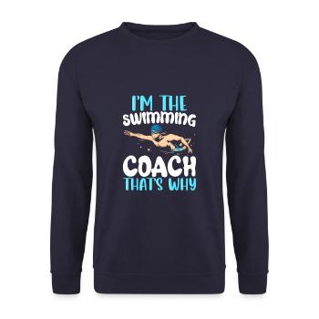 I'm The Swimming Coach Funny Swim Coach - Unisex Sweatshirt - navy - Front - Alina (178cm) & Michal (187cm)