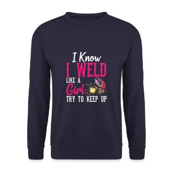 Je sais que je soude comme une fille drôle de soudeur soudeur - Sweat-shirt Unisexe - marine - Devant - Alina (178cm) & Michal (187cm)