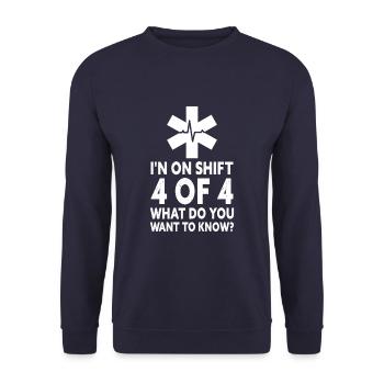 Quart 4 de 4 Drôle de technicien d’urgence salle d’urgence - Sweat-shirt Unisexe - marine - Devant - Alina (178cm) & Michal (187cm)