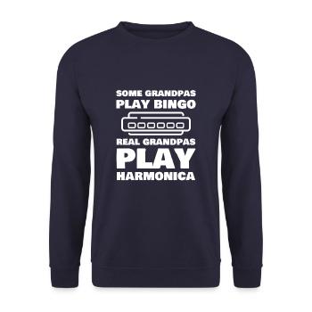 Harmonica Grandpa Funny Harmonica Player - Unisex Sweatshirt - navy - Front - Alina (178cm) & Michal (187cm)