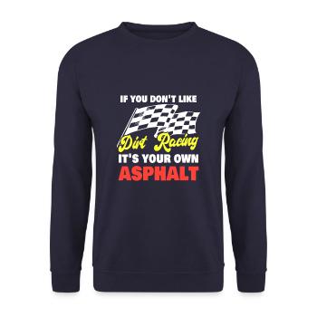 Funny Dirt Track Racing Pun Race Car Asphalt - Unisex Pullover - Navy - Vorne - Alina (178cm) & Michal (187cm)
