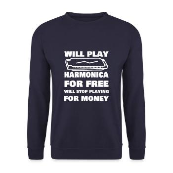 Funny Harmonica Saying Harmonica Player - Unisex Pullover - Navy - Vorne - Alina (178cm) & Michal (187cm)