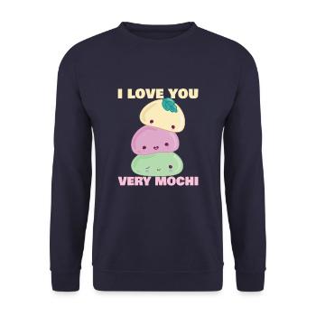 I Love You Very Mochi Funny Japanese Mochi Dessert - Unisex Sweatshirt - navy - Front - Alina (178cm) & Michal (187cm)