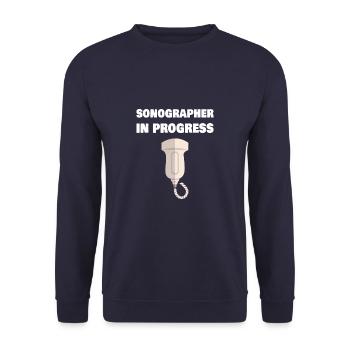 Sonographer In Progress Sonography Ultrasound Tech - Unisex Pullover - Navy - Vorne - Alina (178cm) & Michal (187cm)