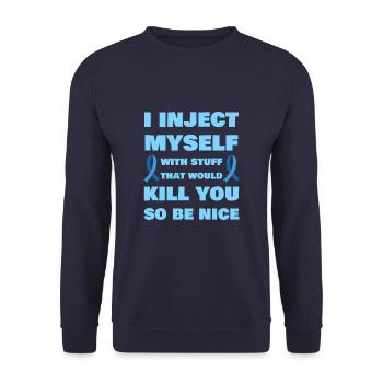 Sensibilisation au diabète Diabète de type 1 Drôle de DT1 - Sweat-shirt Unisexe - marine - Devant - Alina (178cm) & Michal (187cm)