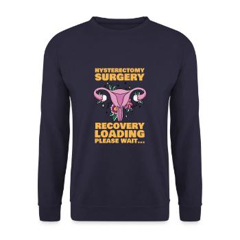 Hysterectomy Surgery Recovery Loading Uterus - Unisex Sweatshirt - navy - Front - Alina (178cm) & Michal (187cm)