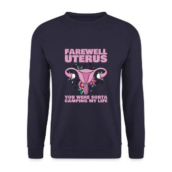Adieu utérus Drôle d’hystérectomie Chirurgie de l’utérus - Sweat-shirt Unisexe - marine - Devant - Alina (178cm) & Michal (187cm)