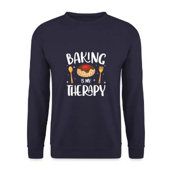 La cuisson est ma thérapie Drôle boulanger - Sweat-shirt Unisexe - marine - Devant - Alina (178cm) & Michal (187cm)