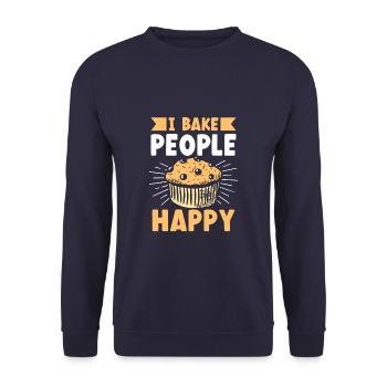 I Bake People Happy Funny Baking Baker - Unisex Pullover - Navy - Vorne - Alina (178cm) & Michal (187cm)