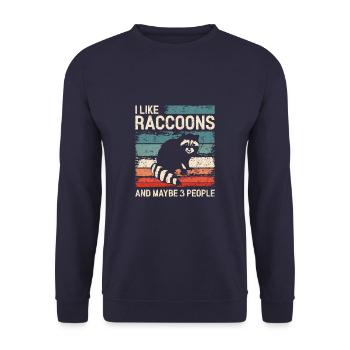 J’aime les ratons laveurs et peut-être 3 personnes drôles de raton laveur - Sweat-shirt Unisexe - marine - Devant - Alina (178cm) & Michal (187cm)
