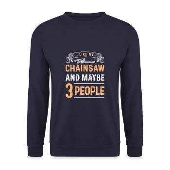 J’aime ma tronçonneuse Funny Lumberjack Logger - Sweat-shirt Unisexe - marine - Devant - Alina (178cm) & Michal (187cm)