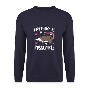 Possum Anything Is Possumble Funny Opossum Pun - Unisex Pullover - Navy - Vorne - Alina (178cm) & Michal (187cm)