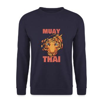 Muay Thai Tigre - Sweat-shirt Unisexe - marine - Devant - Alina (178cm) & Michal (187cm)