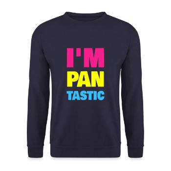 I'm Pan Tastic Pansexual LGBT Pride Pan - Unisex Pullover - Navy - Vorne - Alina (178cm) & Michal (187cm)