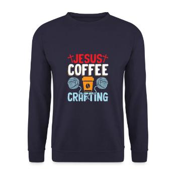 Jesus Coffee Crafting - Unisex Sweatshirt - navy - Front - Alina (178cm) & Michal (187cm)