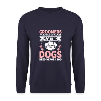 Drôle de chiens emmêlés besoin de toiletteurs - Sweat-shirt Unisexe - marine - Devant - Alina (178cm) & Michal (187cm)