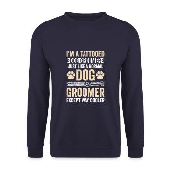 Tattooed Dog Groomer Pet Grooming Puppy Stylist - Unisex Sweatshirt - navy - Front - Alina (178cm) & Michal (187cm)