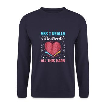 Yes I Really Do Need All This Yarn Knitting - Unisex Pullover - Navy - Vorne - Alina (178cm) & Michal (187cm)