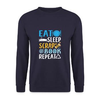 Eat Sleep Scrapbook Repeat Funny Scrapbooking - Unisex Sweatshirt - navy - Front - Alina (178cm) & Michal (187cm)
