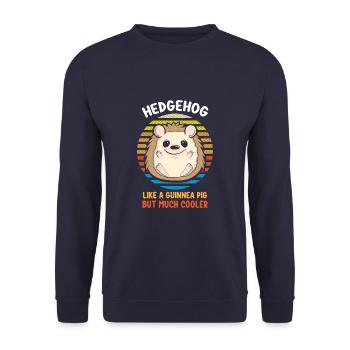 Funny Hedgehog Like A Guinea Pig But Cooler - Unisex Pullover - Navy - Vorne - Alina (178cm) & Michal (187cm)