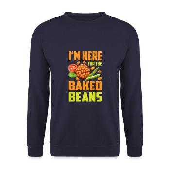 I'm Here For The Baked Beans - Unisex Pullover - Navy - Vorne - Alina (178cm) & Michal (187cm)