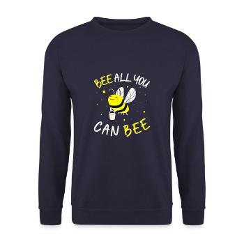 Bee All You Can Bee Funny Beekeeping Honey Bee - Unisex Pullover - Navy - Vorne - Alina (178cm) & Michal (187cm)