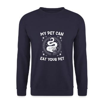 Met Pet Can Eat Your Pet Funny Snake Owner - Unisex Pullover - Navy - Vorne - Alina (178cm) & Michal (187cm)