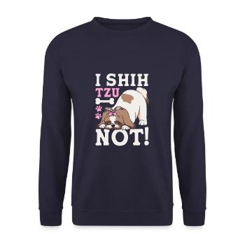 I Shih Tzu Not Funny Shih Tzu Dog Owner - Unisex Pullover - Navy - Vorne - Alina (178cm) & Michal (187cm)