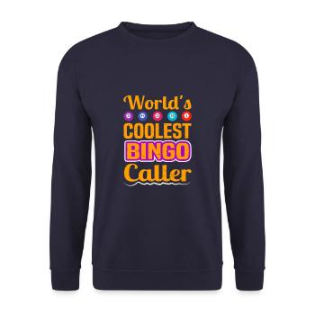 World's Coolest Bingo Caller Funny Bingo Player - Unisex Sweatshirt - navy - Front - Alina (178cm) & Michal (187cm)
