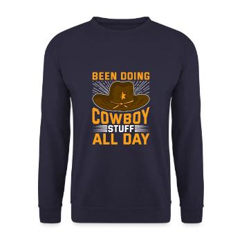 Been Doing Cowboy Stuff All Day Funny Western - Unisex Sweatshirt - navy - Front - Alina (178cm) & Michal (187cm)