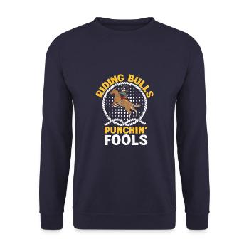 Chevaucher des taureaux Punchin Fools Drôle de taureau Équitation - Sweat-shirt Unisexe - marine - Devant - Alina (178cm) & Michal (187cm)