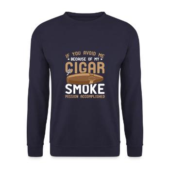 Cigar Smoke Saying Funny Cigar Smoker - Unisex Pullover - Navy - Vorne - Alina (178cm) & Michal (187cm)
