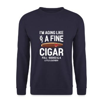 I'm Aging Like A Fine Cigar Funny Cigar Smoker - Unisex Pullover - Navy - Vorne - Alina (178cm) & Michal (187cm)