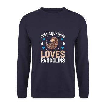 Just A Boy Who Loves Pangolins Funny Animal - Unisex Pullover - Navy - Vorne - Alina (178cm) & Michal (187cm)