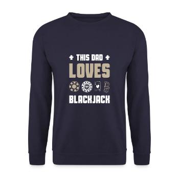 This Dad Loves Blackjack Funny 21 Blackjack Father - Unisex Sweatshirt - navy - Front - Alina (178cm) & Michal (187cm)