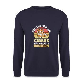 Weekend Forecast Cigars With A Chance Of Bourbon - Unisex Pullover - Navy - Vorne - Alina (178cm) & Michal (187cm)