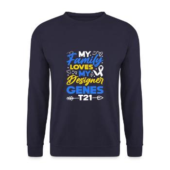 Ma famille aime mon syndrome de Down de gènes de designer - Sweat-shirt Unisexe - marine - Devant - Alina (178cm) & Michal (187cm)