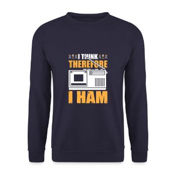 I Think Therefore I HAM Funny Amateur HAM Radio - Unisex Sweatshirt - navy - Front - Alina (178cm) & Michal (187cm)