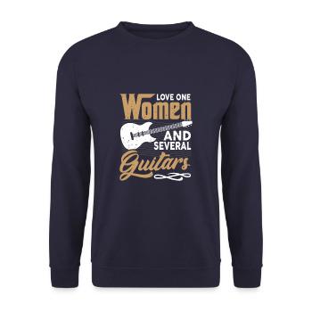 Love One Woman And Several Guitars Bass Guitar - Unisex Sweatshirt - navy - Front - Alina (178cm) & Michal (187cm)