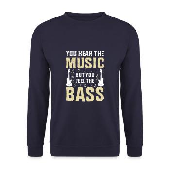 You Hear The Music But You Feel The Bass Guitar - Unisex Sweatshirt - navy - Front - Alina (178cm) & Michal (187cm)