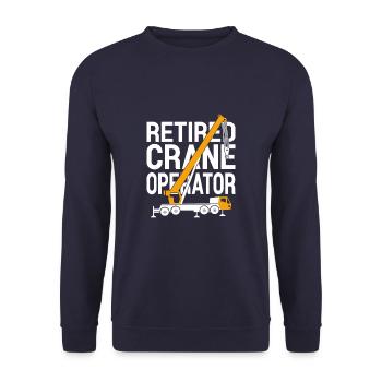 Retired Crane Operator Heavy Equipment Operator - Unisex Pullover - Navy - Vorne - Alina (178cm) & Michal (187cm)